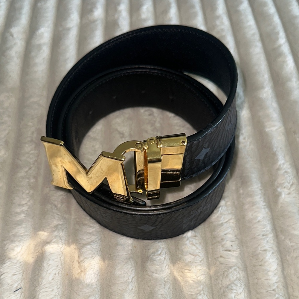 MCM Black and Gold Designer Belt